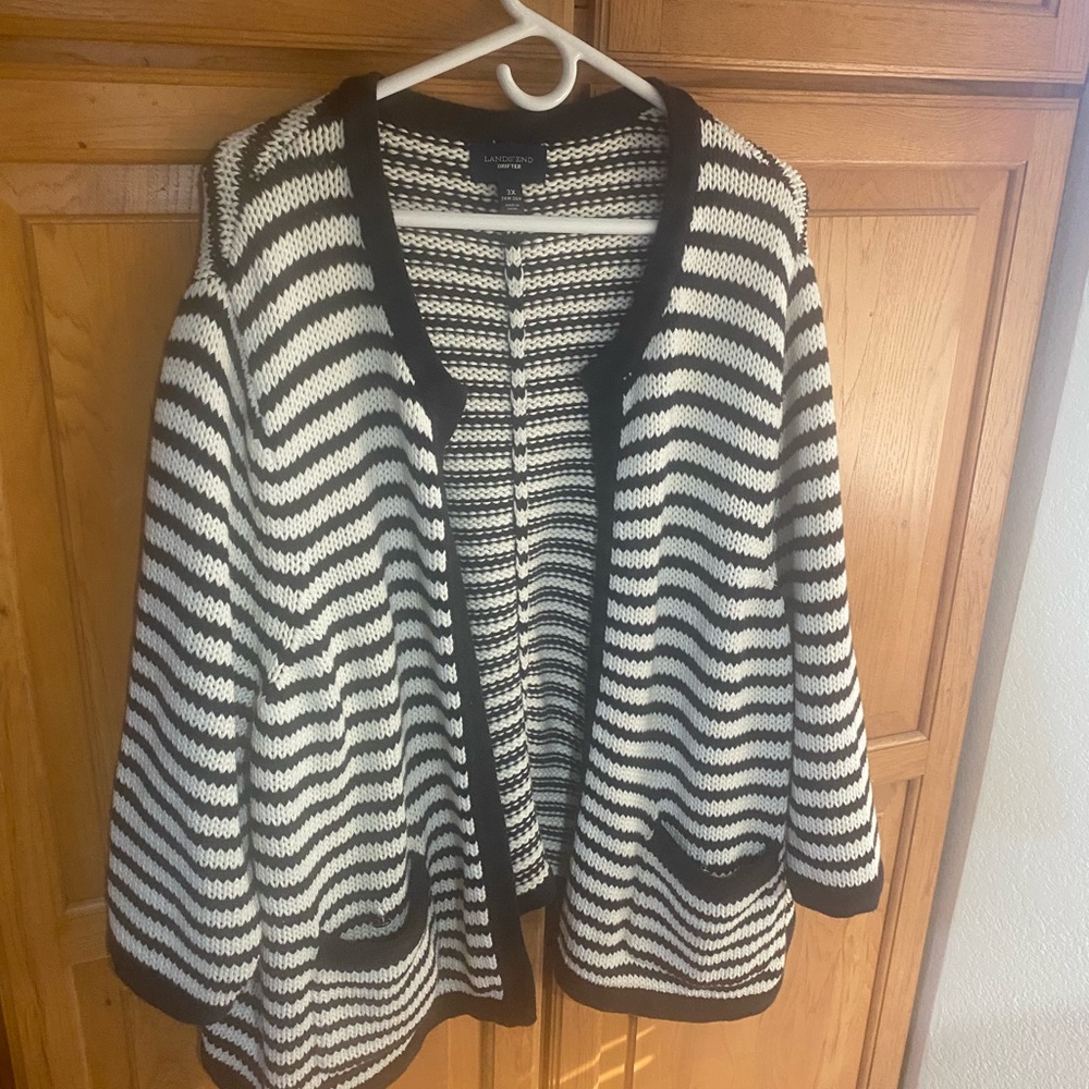 Landsend Drifter Striped Cardigan 3X